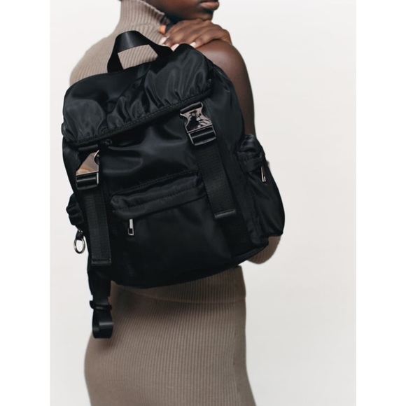 nylon backpack zara